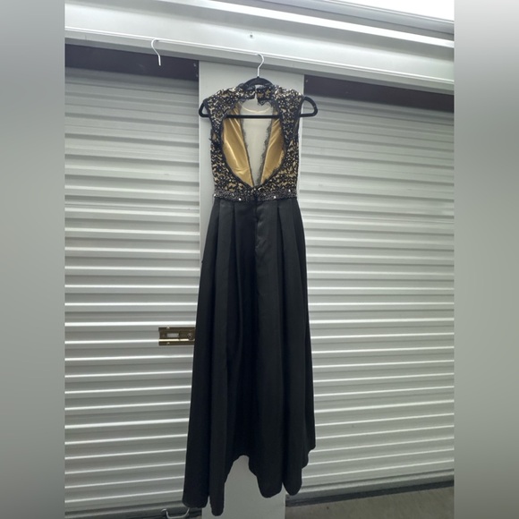 Rimini Couture Black & Gold Lace Open Back Evening Gown – Size 4 - Picture 11 of 12